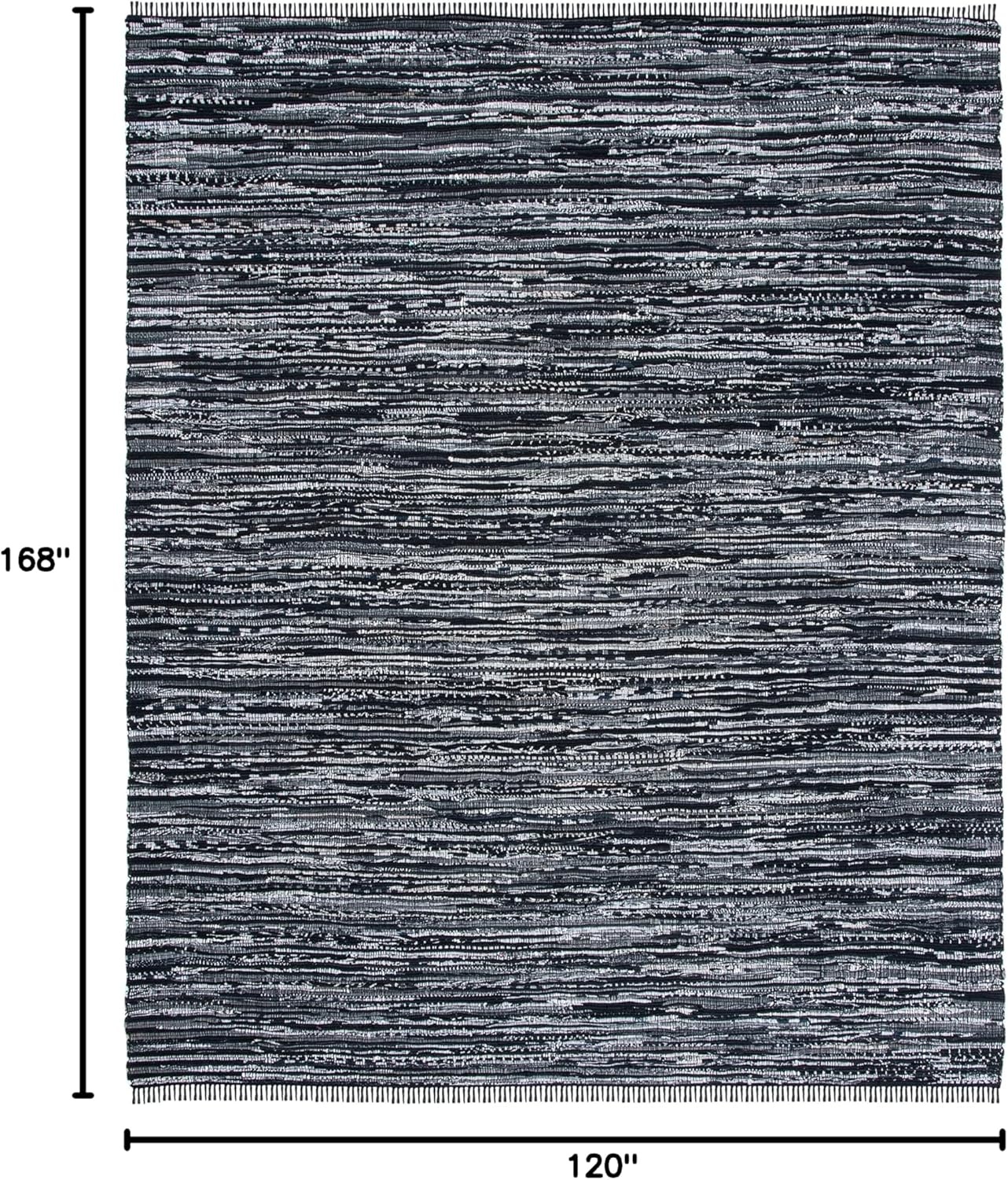 image:imageSAFAVIEH Rag Rug Collection Area Rug 8 x 10 Ivory amp Multi Handmade Boho Stripe Cotton Ideal for High Traffic Areas in Living Room Bedroom RAR121GBlack