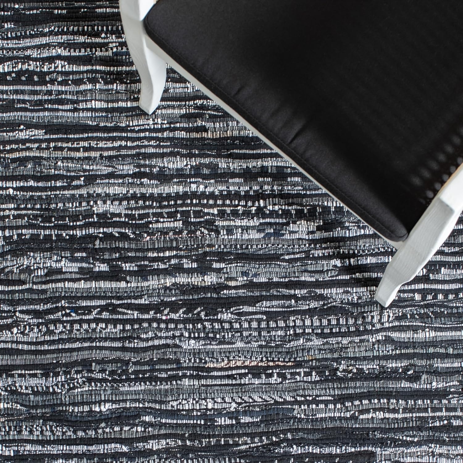 image:imageSAFAVIEH Rag Rug Collection Area Rug 8 x 10 Ivory amp Multi Handmade Boho Stripe Cotton Ideal for High Traffic Areas in Living Room Bedroom RAR121GBlack
