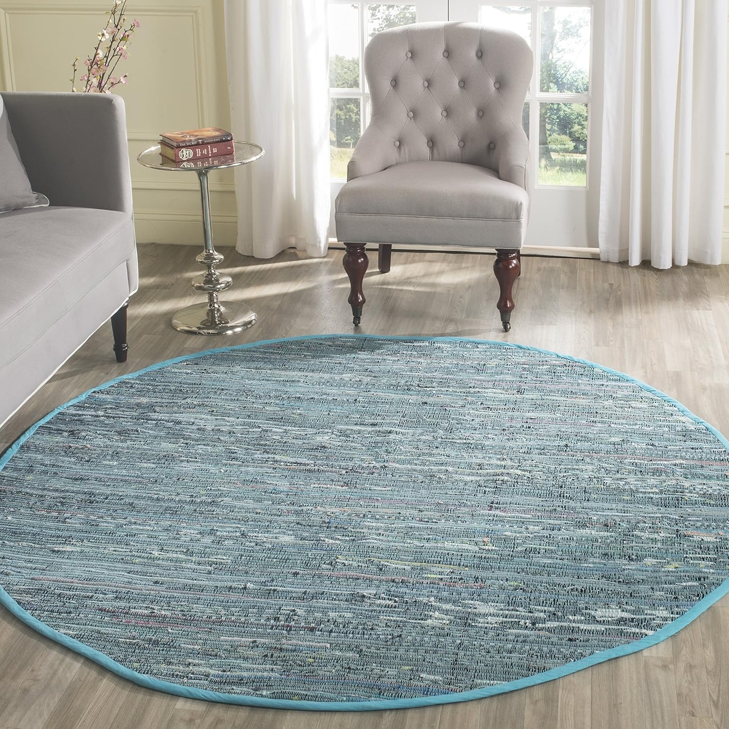 image:imageSAFAVIEH Rag Rug Collection Area Rug 8 x 10 Ivory amp Multi Handmade Boho Stripe Cotton Ideal for High Traffic Areas in Living Room Bedroom RAR121GBlueMulti