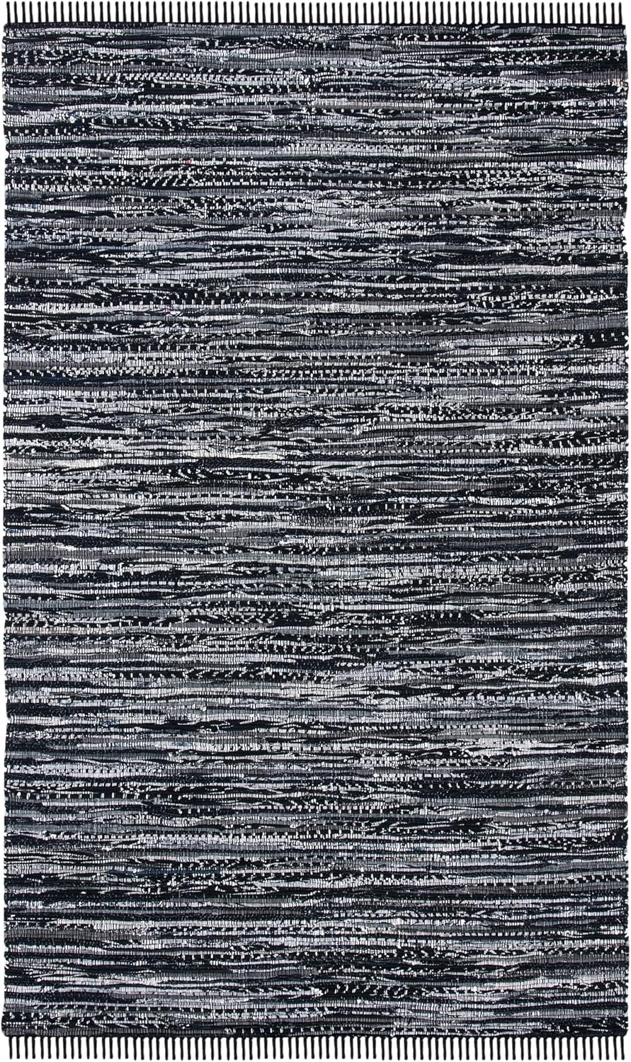 image:imageSAFAVIEH Rag Rug Collection Area Rug 8 x 10 Ivory amp Multi Handmade Boho Stripe Cotton Ideal for High Traffic Areas in Living Room Bedroom RAR121GBlack