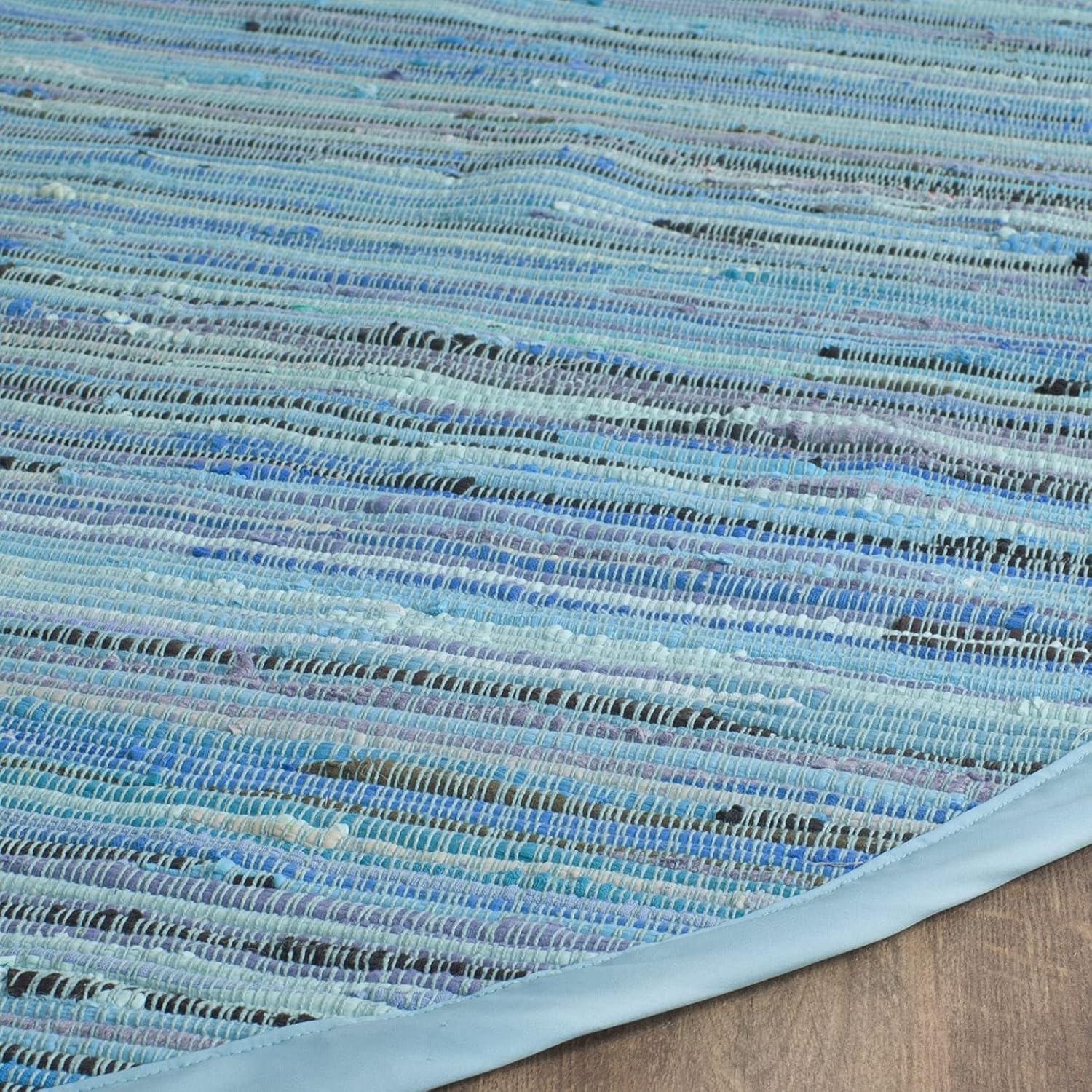 image:imageSAFAVIEH Rag Rug Collection Area Rug 8 x 10 Ivory amp Multi Handmade Boho Stripe Cotton Ideal for High Traffic Areas in Living Room Bedroom RAR121GBlueMulti
