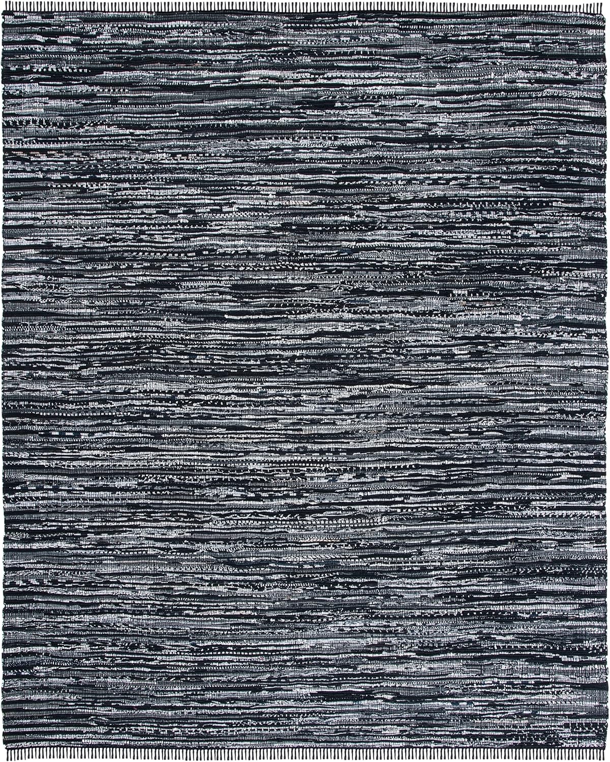 image:imageSAFAVIEH Rag Rug Collection Area Rug 8 x 10 Ivory amp Multi Handmade Boho Stripe Cotton Ideal for High Traffic Areas in Living Room Bedroom RAR121GBlack