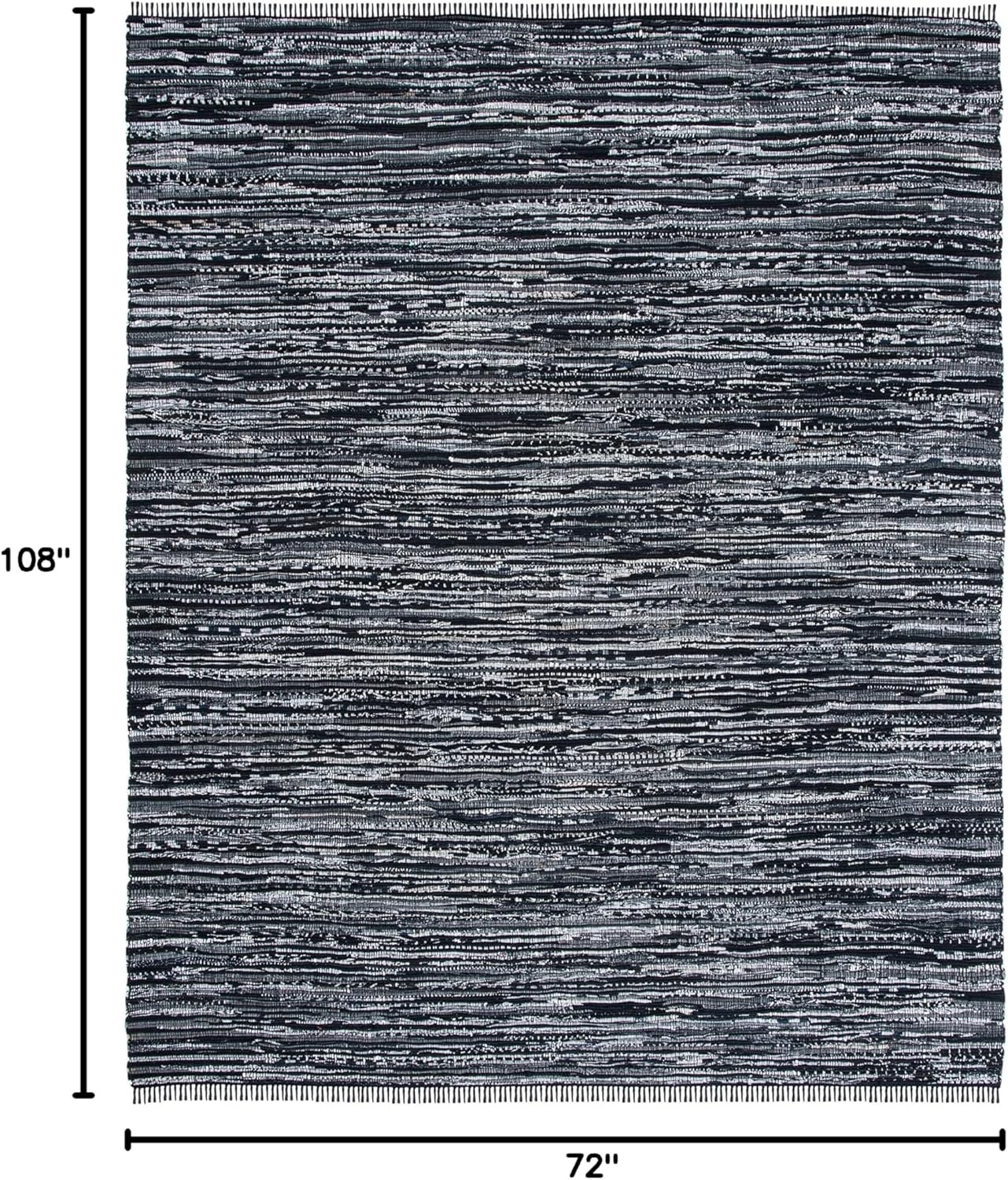 image:imageSAFAVIEH Rag Rug Collection Area Rug 8 x 10 Ivory amp Multi Handmade Boho Stripe Cotton Ideal for High Traffic Areas in Living Room Bedroom RAR121GBlack