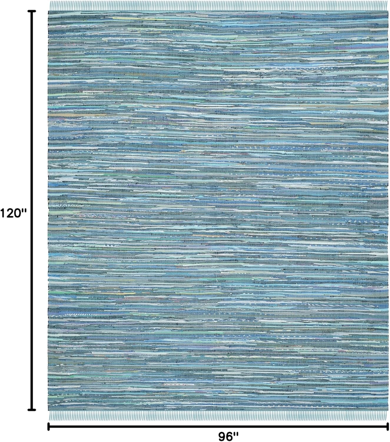 image:imageSAFAVIEH Rag Rug Collection Area Rug 8 x 10 Ivory amp Multi Handmade Boho Stripe Cotton Ideal for High Traffic Areas in Living Room Bedroom RAR121GBlueMulti