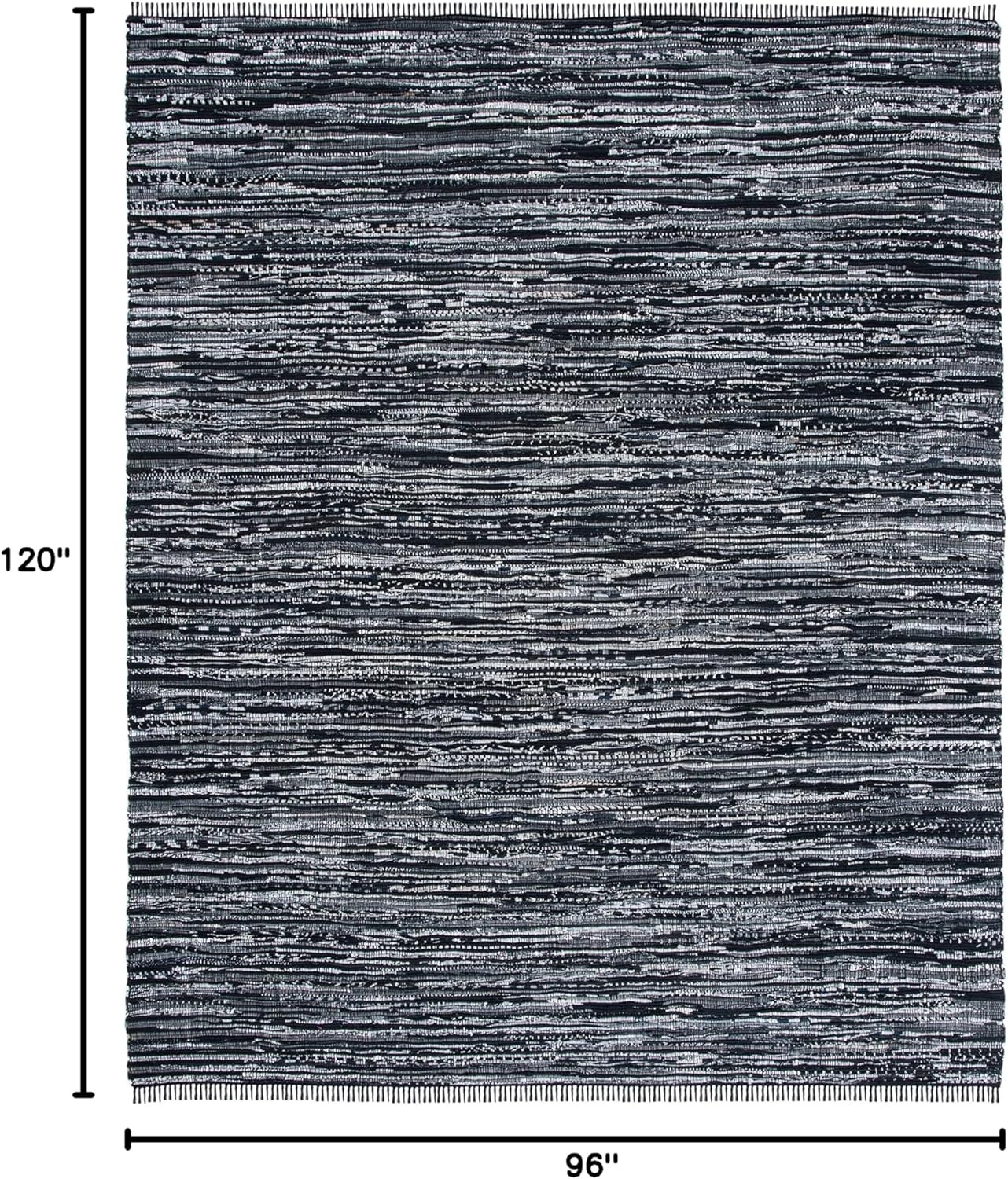 image:imageSAFAVIEH Rag Rug Collection Area Rug 8 x 10 Ivory amp Multi Handmade Boho Stripe Cotton Ideal for High Traffic Areas in Living Room Bedroom RAR121GBlack