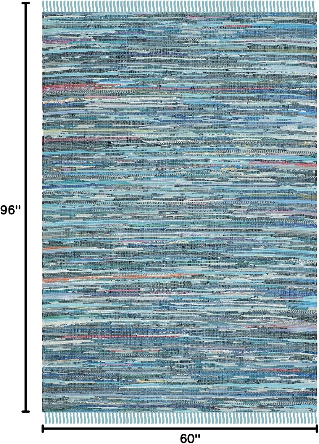 image:imageSAFAVIEH Rag Rug Collection Area Rug 8 x 10 Ivory amp Multi Handmade Boho Stripe Cotton Ideal for High Traffic Areas in Living Room Bedroom RAR121GBlueMulti