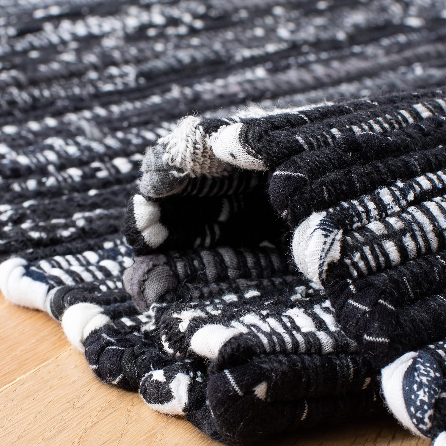 image:imageSAFAVIEH Rag Rug Collection Area Rug 8 x 10 Ivory amp Multi Handmade Boho Stripe Cotton Ideal for High Traffic Areas in Living Room Bedroom RAR121GBlack