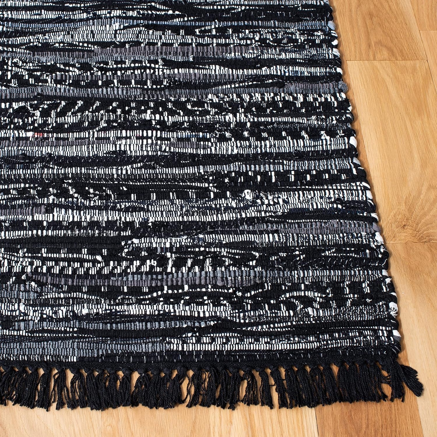 image:imageSAFAVIEH Rag Rug Collection Area Rug 8 x 10 Ivory amp Multi Handmade Boho Stripe Cotton Ideal for High Traffic Areas in Living Room Bedroom RAR121GBlack