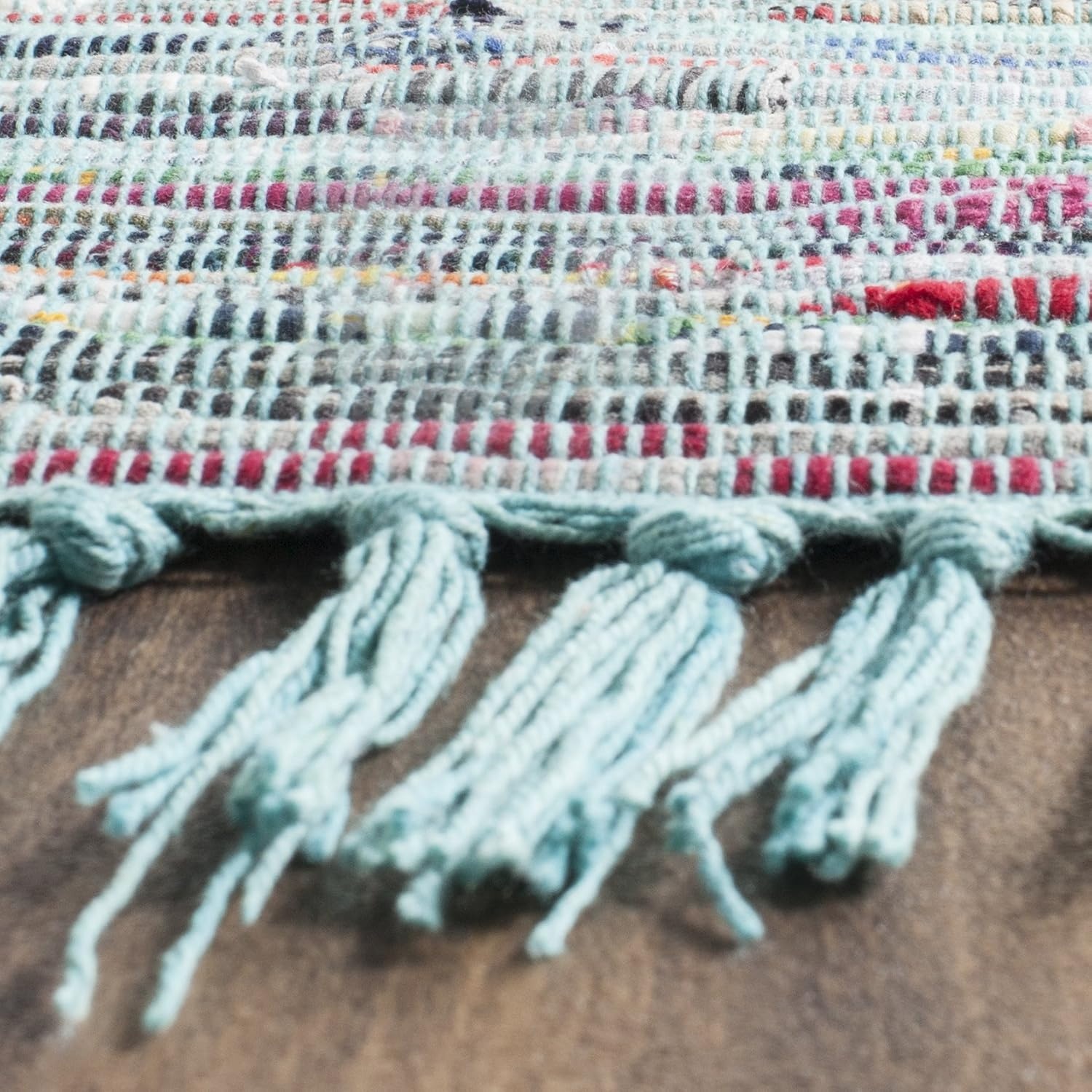 image:imageSAFAVIEH Rag Rug Collection Area Rug 8 x 10 Ivory amp Multi Handmade Boho Stripe Cotton Ideal for High Traffic Areas in Living Room Bedroom RAR121GBlueMulti