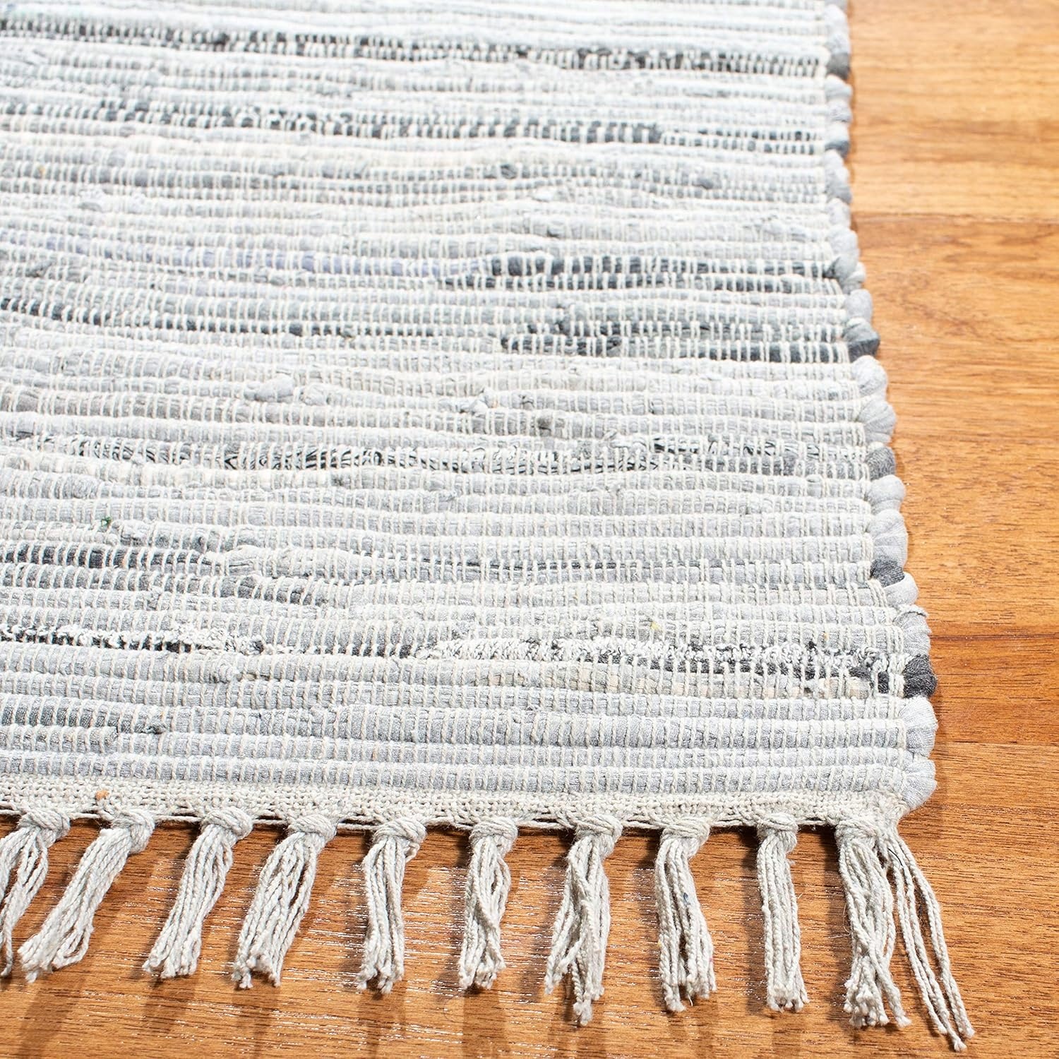 image:imageSAFAVIEH Rag Rug Collection Area Rug 8 x 10 Ivory amp Multi Handmade Boho Stripe Cotton Ideal for High Traffic Areas in Living Room Bedroom RAR121GGrey
