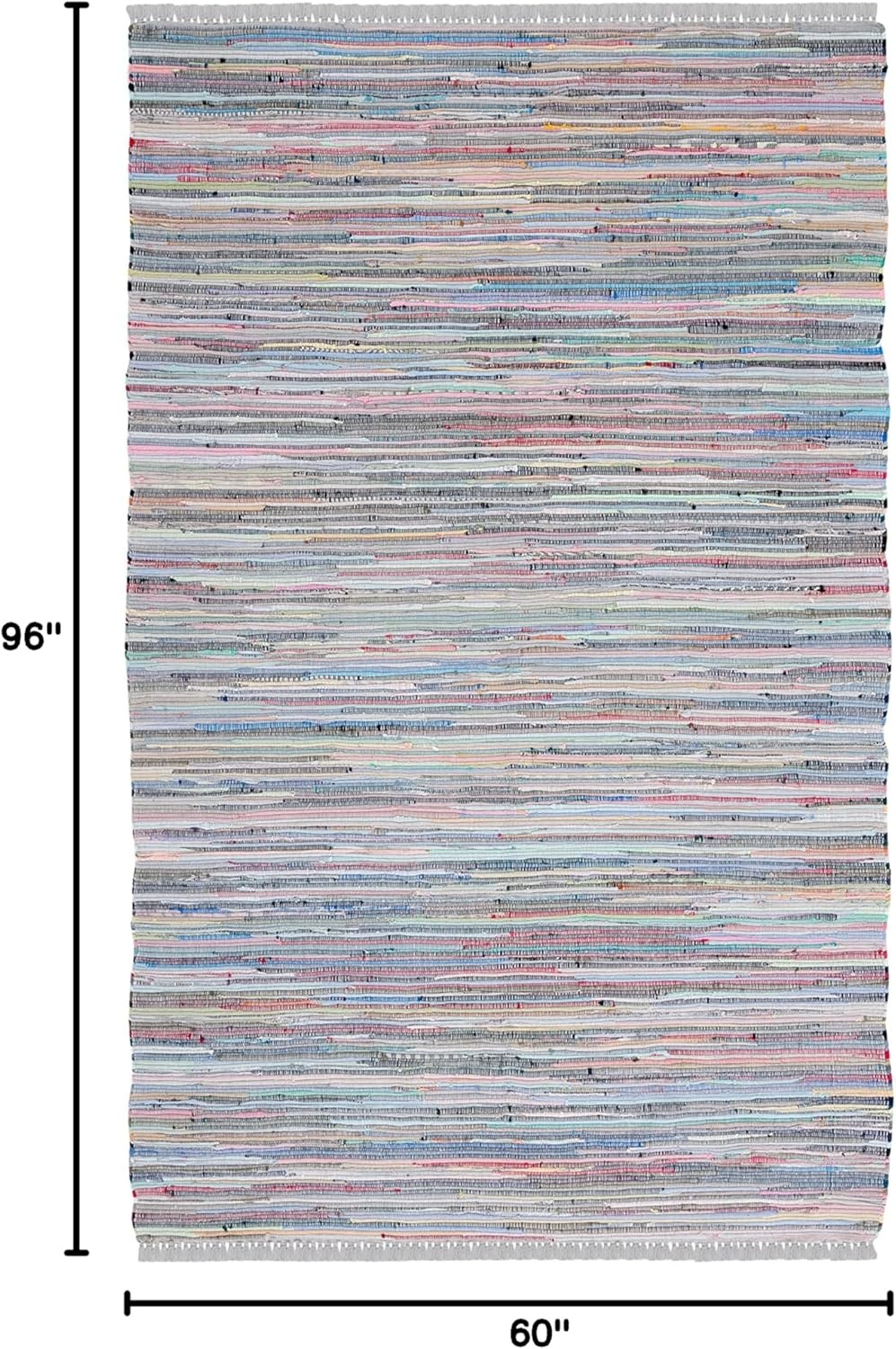 image:imageSAFAVIEH Rag Rug Collection Area Rug 8 x 10 Ivory amp Multi Handmade Boho Stripe Cotton Ideal for High Traffic Areas in Living Room Bedroom RAR121GGreyMulti