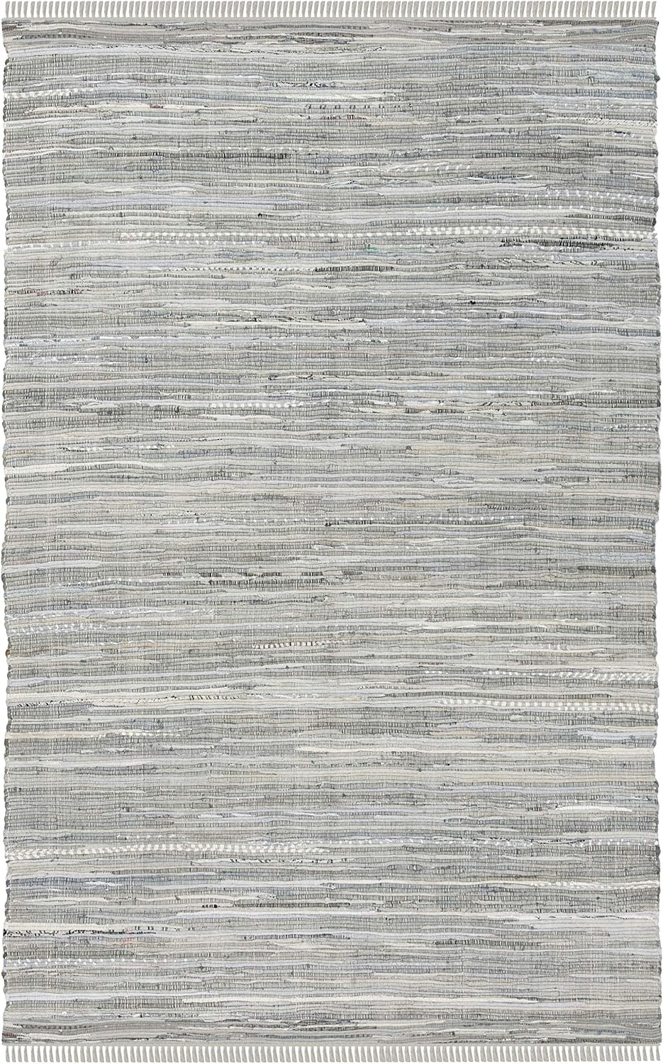 image:imageSAFAVIEH Rag Rug Collection Area Rug 8 x 10 Ivory amp Multi Handmade Boho Stripe Cotton Ideal for High Traffic Areas in Living Room Bedroom RAR121GGrey