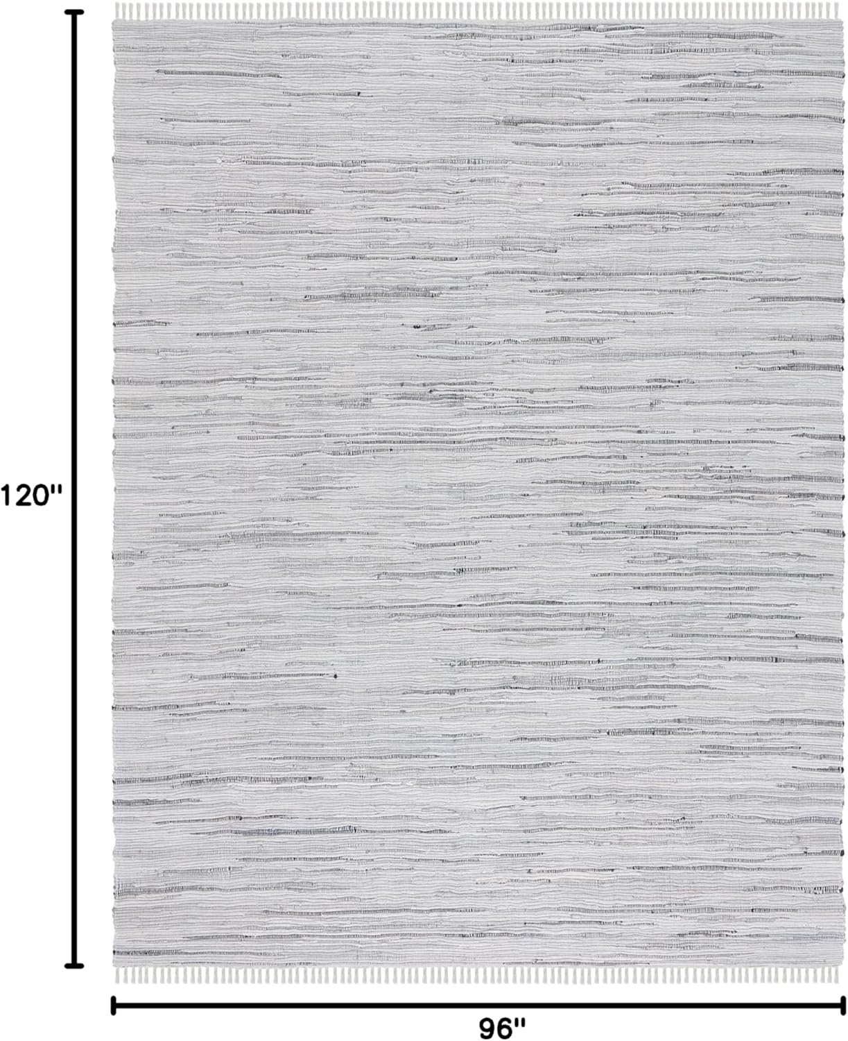 image:imageSAFAVIEH Rag Rug Collection Area Rug 8 x 10 Ivory amp Multi Handmade Boho Stripe Cotton Ideal for High Traffic Areas in Living Room Bedroom RAR121GGrey