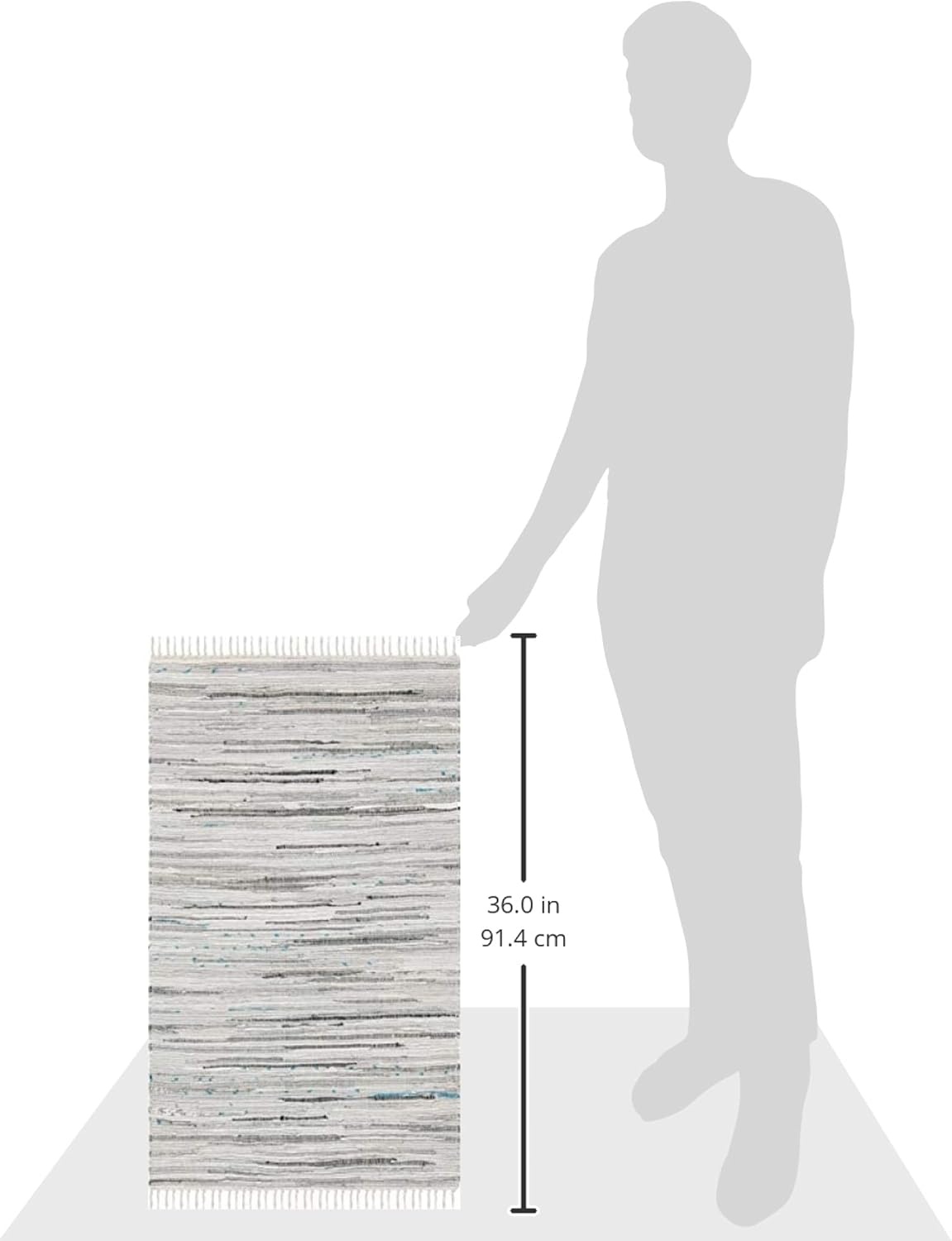 image:imageSAFAVIEH Rag Rug Collection Area Rug 8 x 10 Ivory amp Multi Handmade Boho Stripe Cotton Ideal for High Traffic Areas in Living Room Bedroom RAR121GGrey