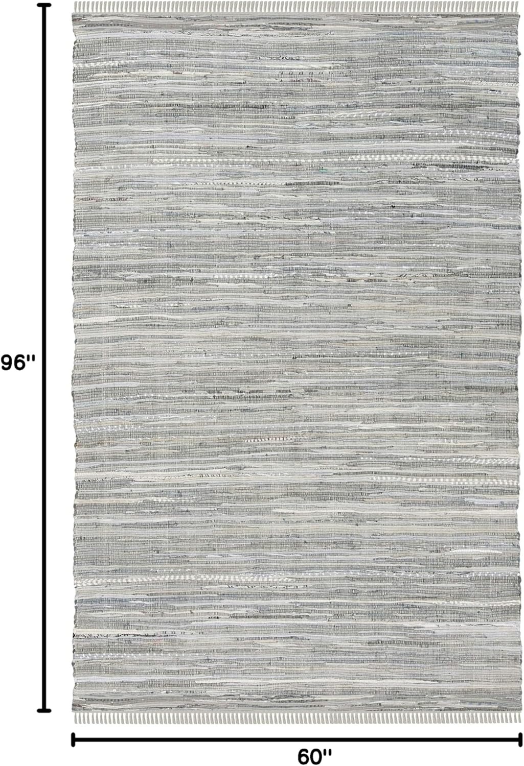 image:imageSAFAVIEH Rag Rug Collection Area Rug 8 x 10 Ivory amp Multi Handmade Boho Stripe Cotton Ideal for High Traffic Areas in Living Room Bedroom RAR121GGrey