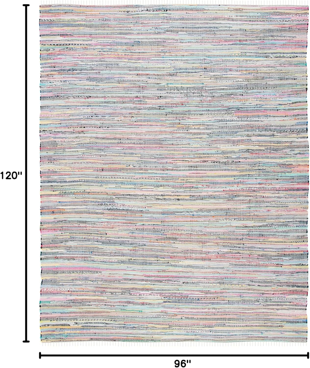 image:imageSAFAVIEH Rag Rug Collection Area Rug 8 x 10 Ivory amp Multi Handmade Boho Stripe Cotton Ideal for High Traffic Areas in Living Room Bedroom RAR121GGreyMulti