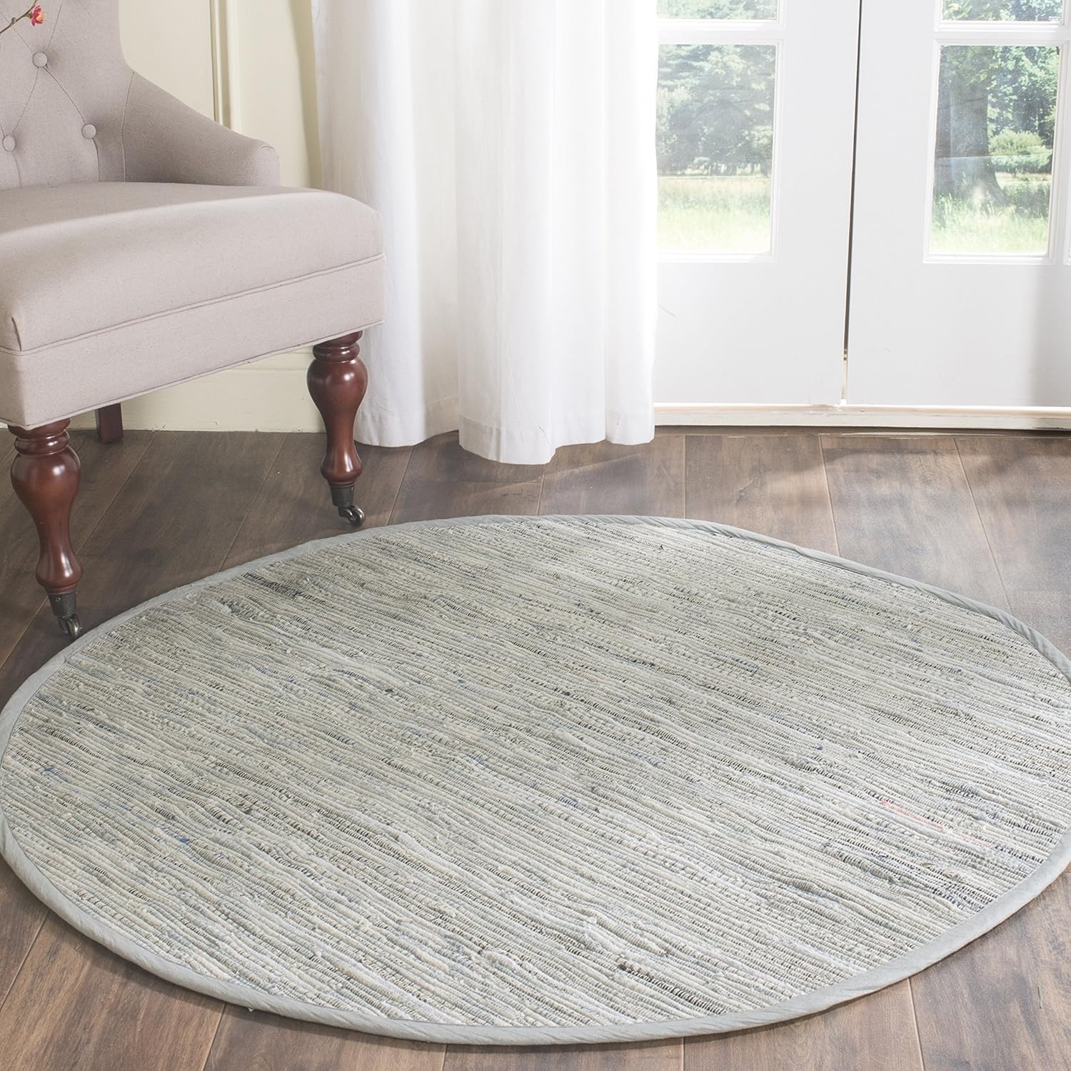 image:imageSAFAVIEH Rag Rug Collection Area Rug 8 x 10 Ivory amp Multi Handmade Boho Stripe Cotton Ideal for High Traffic Areas in Living Room Bedroom RAR121GGrey