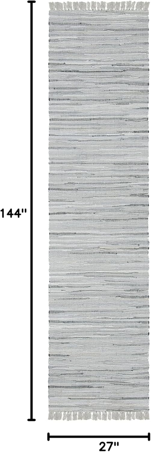 image:imageSAFAVIEH Rag Rug Collection Area Rug 8 x 10 Ivory amp Multi Handmade Boho Stripe Cotton Ideal for High Traffic Areas in Living Room Bedroom RAR121GGrey