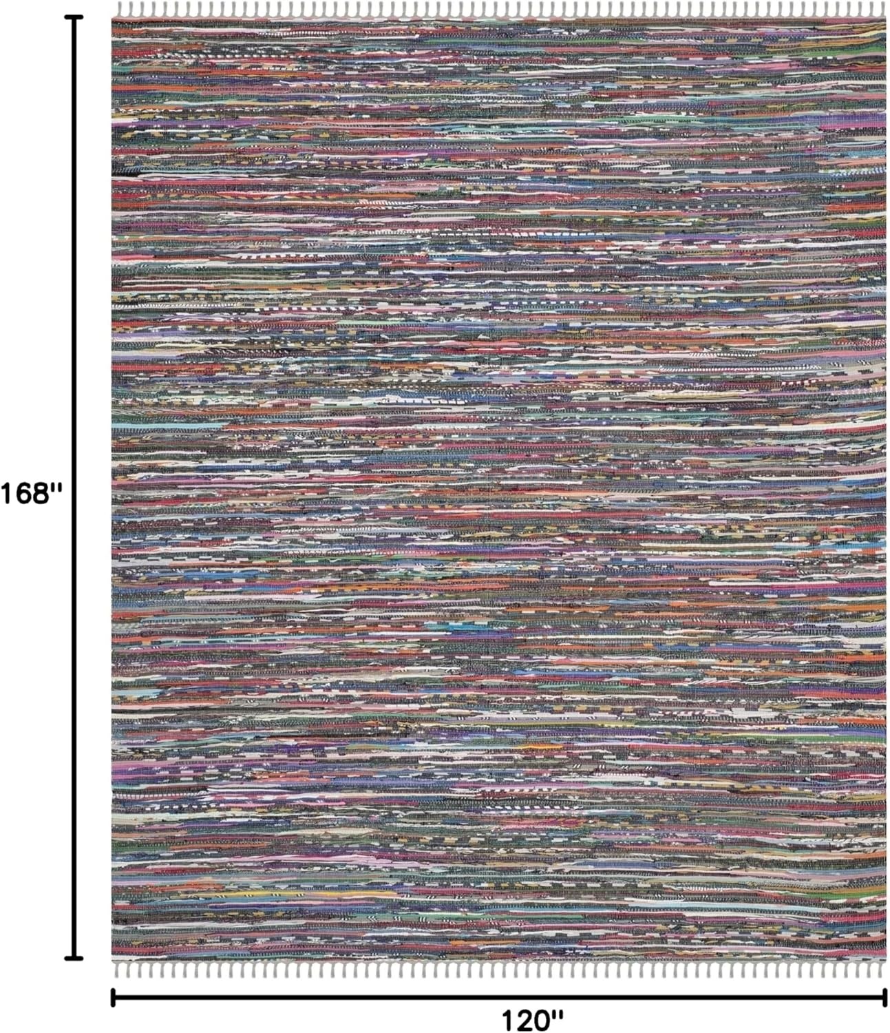 image:imageSAFAVIEH Rag Rug Collection Area Rug 8 x 10 Ivory amp Multi Handmade Boho Stripe Cotton Ideal for High Traffic Areas in Living Room Bedroom RAR121GGreyMulti
