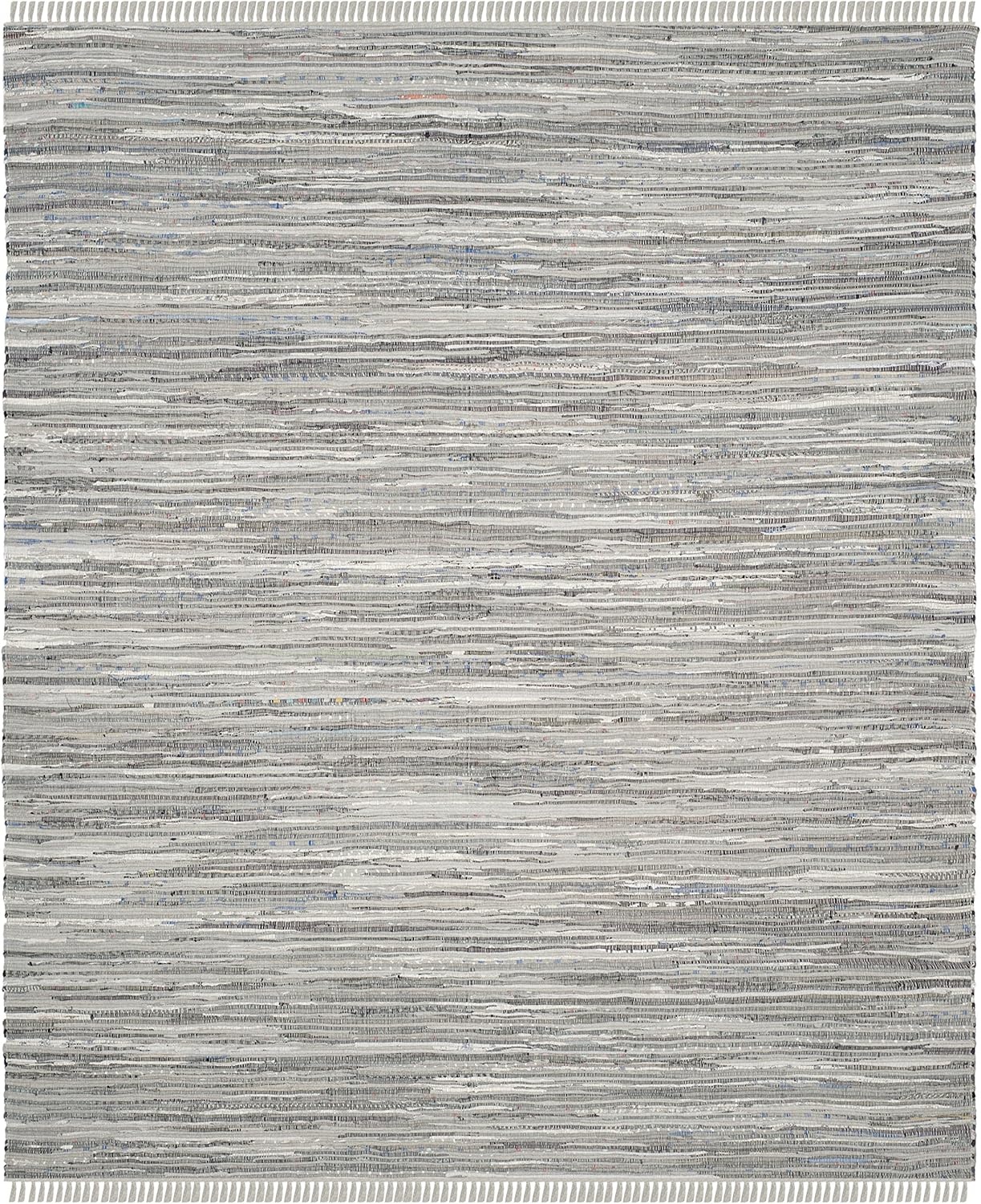 image:imageSAFAVIEH Rag Rug Collection Area Rug 8 x 10 Ivory amp Multi Handmade Boho Stripe Cotton Ideal for High Traffic Areas in Living Room Bedroom RAR121GGrey