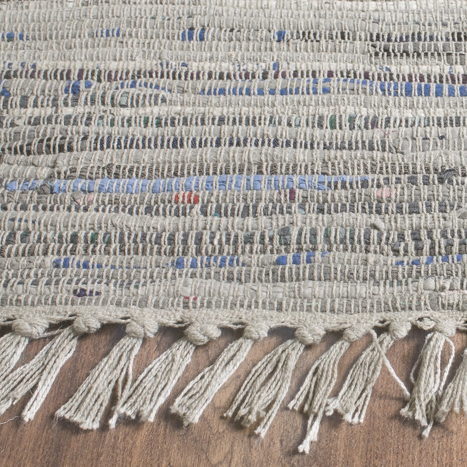 image:imageSAFAVIEH Rag Rug Collection Area Rug 8 x 10 Ivory amp Multi Handmade Boho Stripe Cotton Ideal for High Traffic Areas in Living Room Bedroom RAR121GGrey