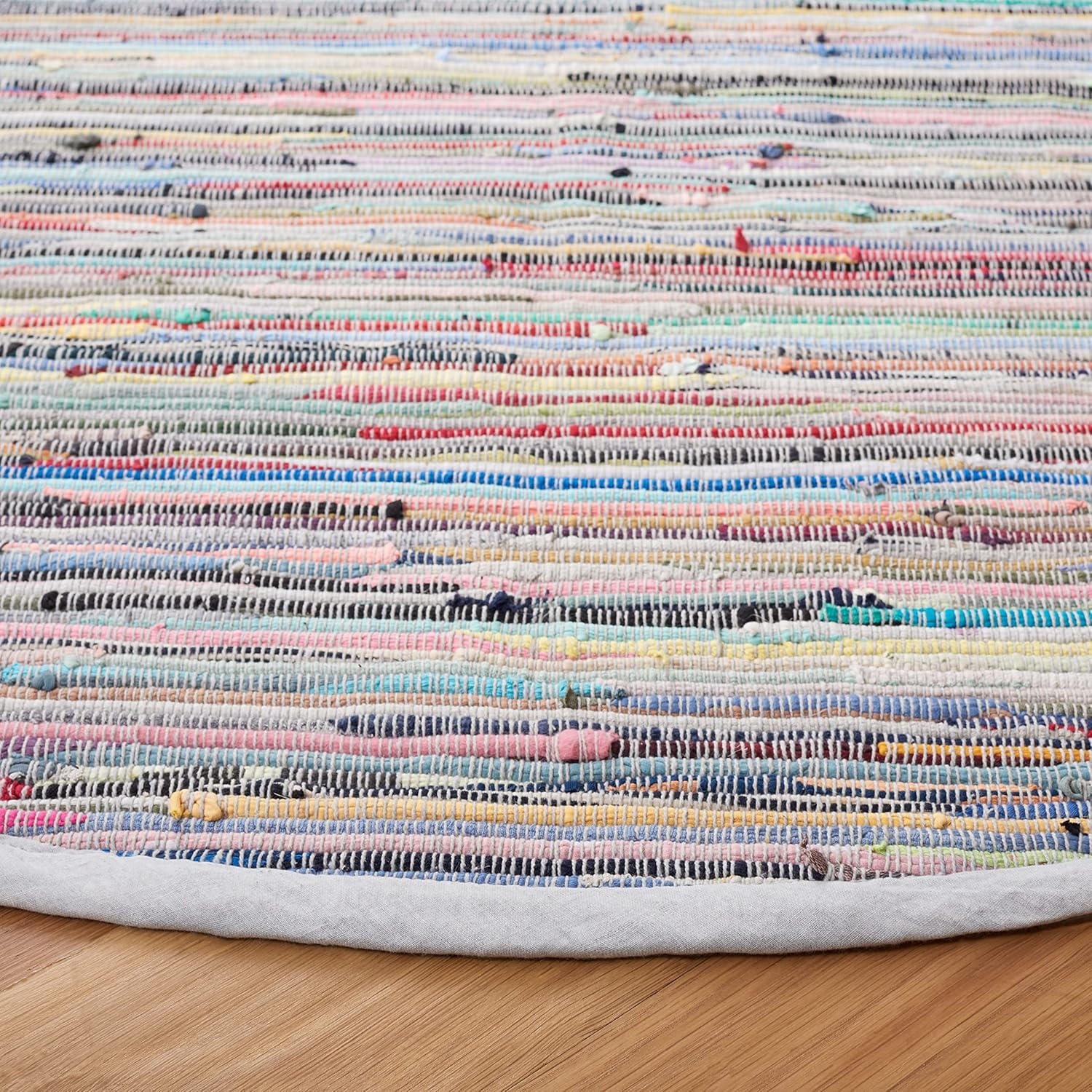 image:imageSAFAVIEH Rag Rug Collection Area Rug 8 x 10 Ivory amp Multi Handmade Boho Stripe Cotton Ideal for High Traffic Areas in Living Room Bedroom RAR121GGreyMulti