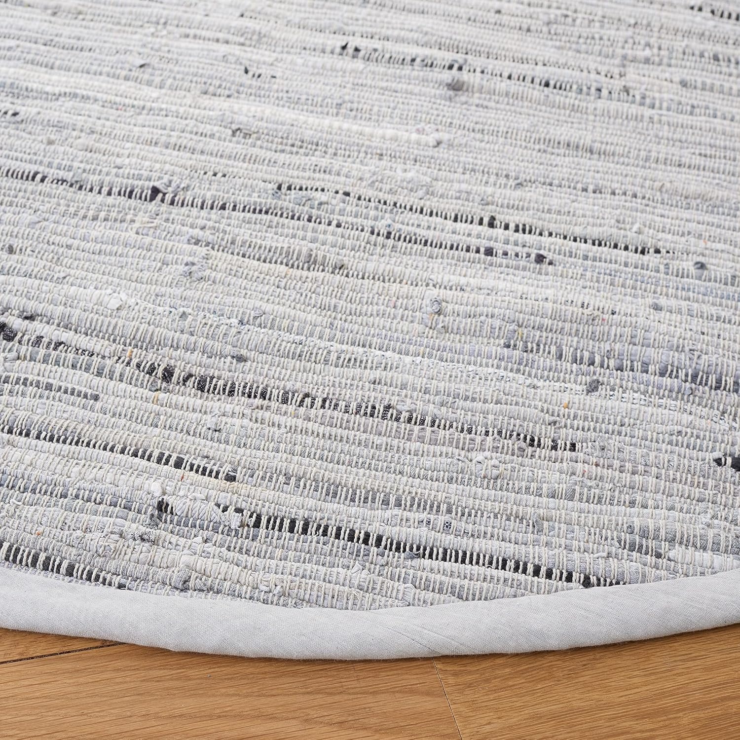 image:imageSAFAVIEH Rag Rug Collection Area Rug 8 x 10 Ivory amp Multi Handmade Boho Stripe Cotton Ideal for High Traffic Areas in Living Room Bedroom RAR121GGrey