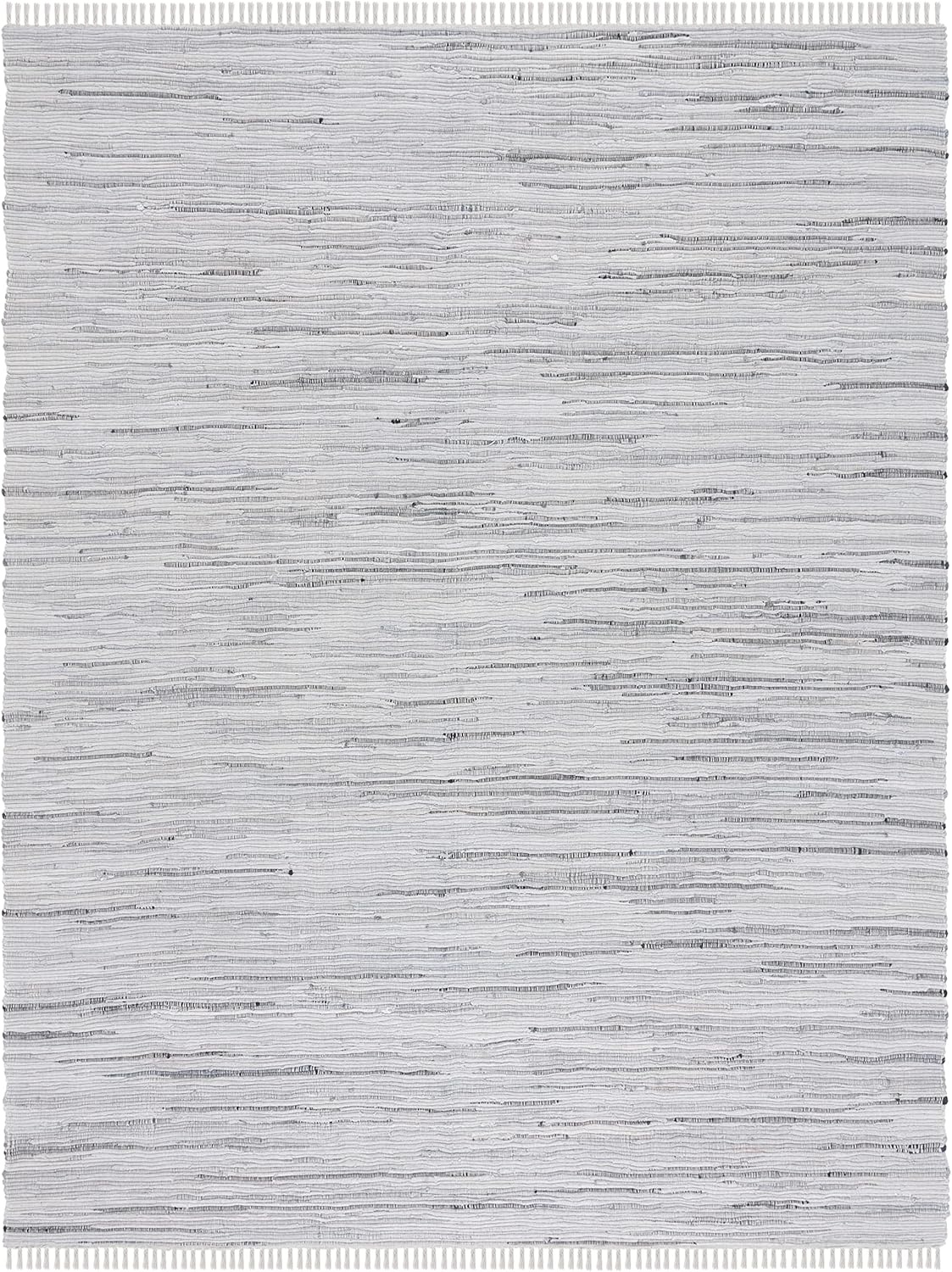 image:imageSAFAVIEH Rag Rug Collection Area Rug 8 x 10 Ivory amp Multi Handmade Boho Stripe Cotton Ideal for High Traffic Areas in Living Room Bedroom RAR121GGrey