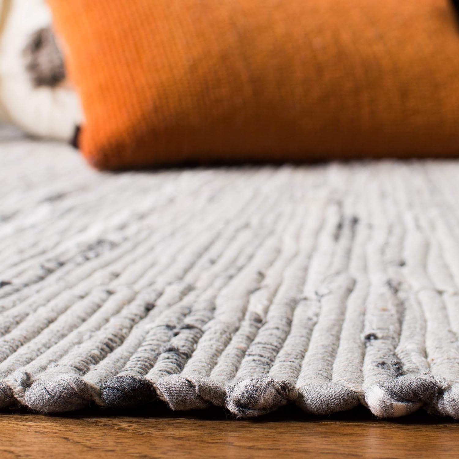 image:imageSAFAVIEH Rag Rug Collection Area Rug 8 x 10 Ivory amp Multi Handmade Boho Stripe Cotton Ideal for High Traffic Areas in Living Room Bedroom RAR121GGrey