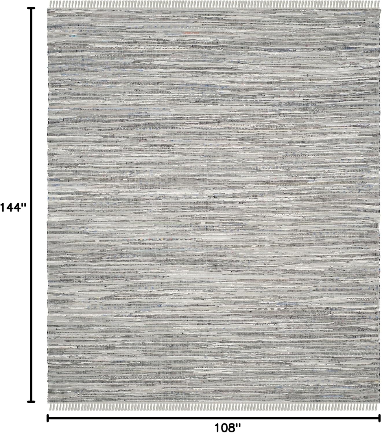 image:imageSAFAVIEH Rag Rug Collection Area Rug 8 x 10 Ivory amp Multi Handmade Boho Stripe Cotton Ideal for High Traffic Areas in Living Room Bedroom RAR121GGrey