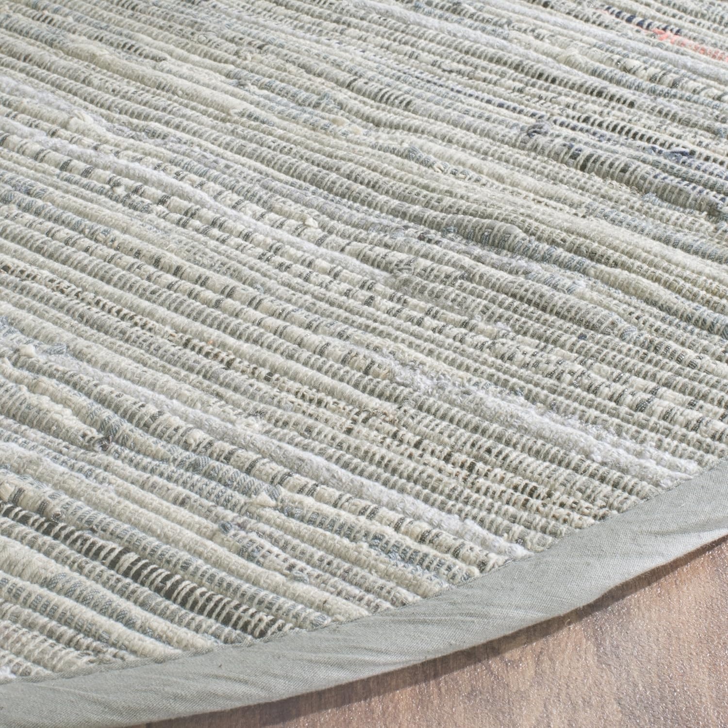 image:imageSAFAVIEH Rag Rug Collection Area Rug 8 x 10 Ivory amp Multi Handmade Boho Stripe Cotton Ideal for High Traffic Areas in Living Room Bedroom RAR121GGrey