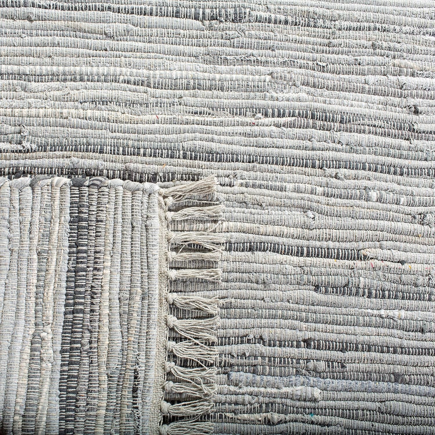 image:imageSAFAVIEH Rag Rug Collection Area Rug 8 x 10 Ivory amp Multi Handmade Boho Stripe Cotton Ideal for High Traffic Areas in Living Room Bedroom RAR121GGrey