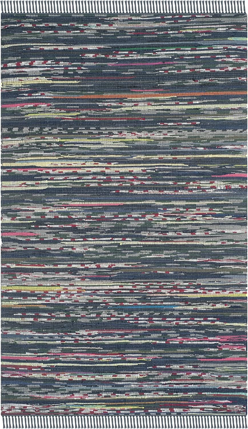 image:imageSAFAVIEH Rag Rug Collection Area Rug 8 x 10 Ivory amp Multi Handmade Boho Stripe Cotton Ideal for High Traffic Areas in Living Room Bedroom RAR121GInkMulti