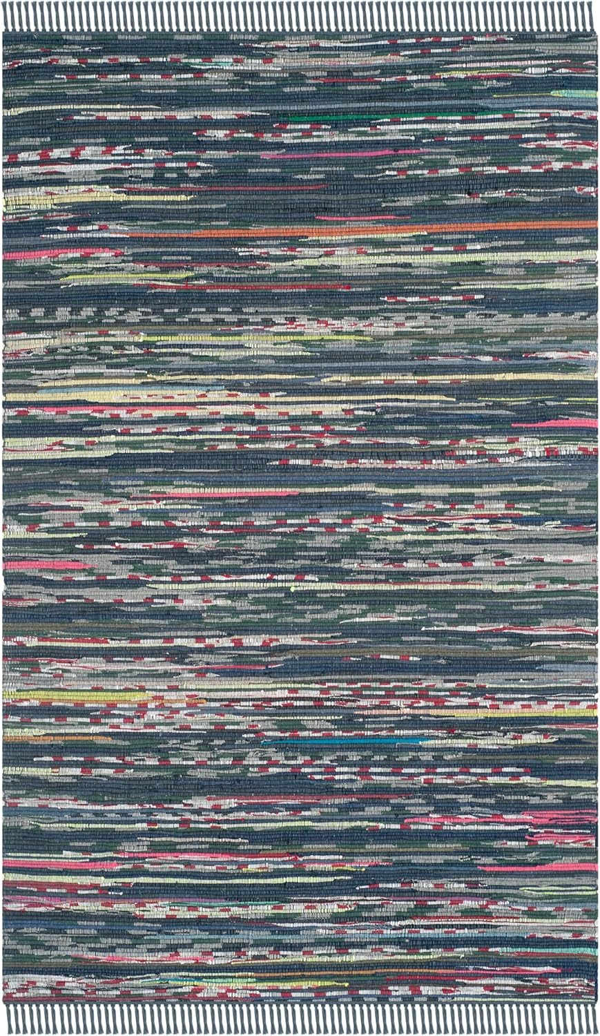 image:imageSAFAVIEH Rag Rug Collection Area Rug 8 x 10 Ivory amp Multi Handmade Boho Stripe Cotton Ideal for High Traffic Areas in Living Room Bedroom RAR121GInkMulti