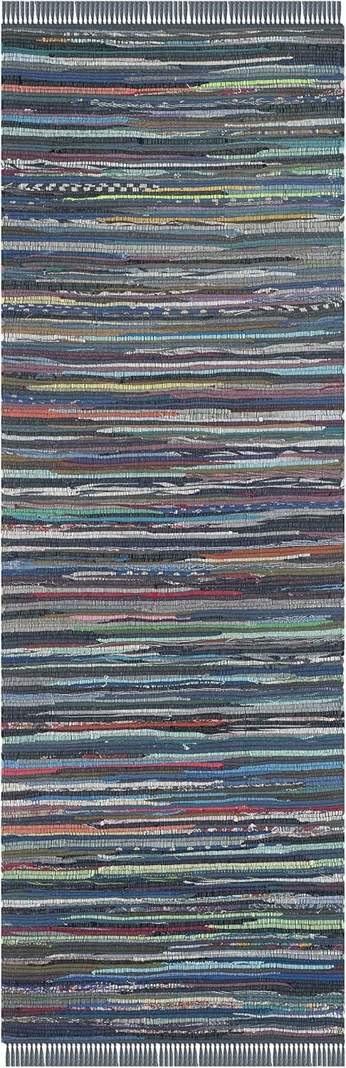 image:imageSAFAVIEH Rag Rug Collection Area Rug 8 x 10 Ivory amp Multi Handmade Boho Stripe Cotton Ideal for High Traffic Areas in Living Room Bedroom RAR121GInkMulti