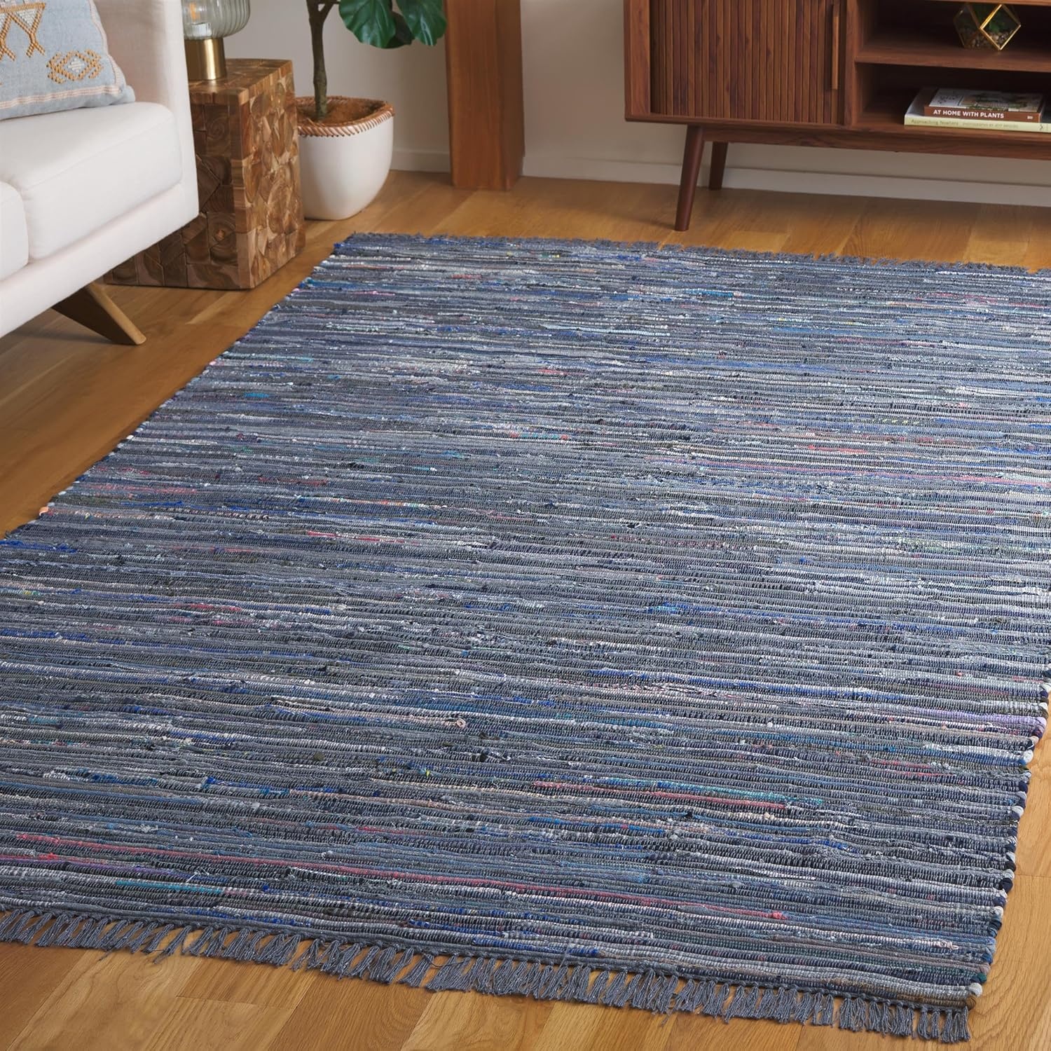 image:imageSAFAVIEH Rag Rug Collection Area Rug 8 x 10 Ivory amp Multi Handmade Boho Stripe Cotton Ideal for High Traffic Areas in Living Room Bedroom RAR121GInkMulti
