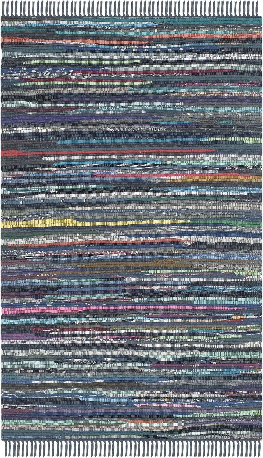 image:imageSAFAVIEH Rag Rug Collection Area Rug 8 x 10 Ivory amp Multi Handmade Boho Stripe Cotton Ideal for High Traffic Areas in Living Room Bedroom RAR121GInkMulti