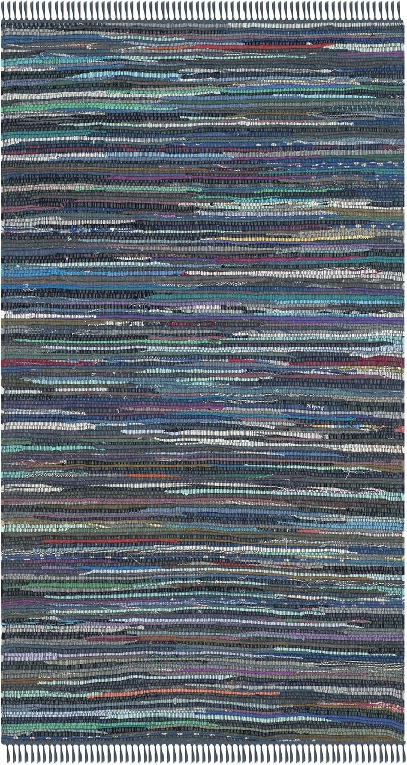 image:imageSAFAVIEH Rag Rug Collection Area Rug 8 x 10 Ivory amp Multi Handmade Boho Stripe Cotton Ideal for High Traffic Areas in Living Room Bedroom RAR121GInkMulti