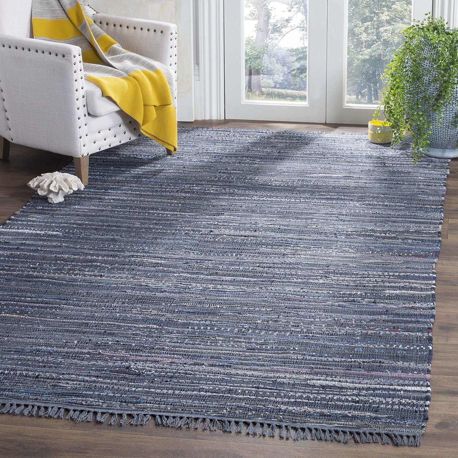 image:imageSAFAVIEH Rag Rug Collection Area Rug 8 x 10 Ivory amp Multi Handmade Boho Stripe Cotton Ideal for High Traffic Areas in Living Room Bedroom RAR121GInkMulti