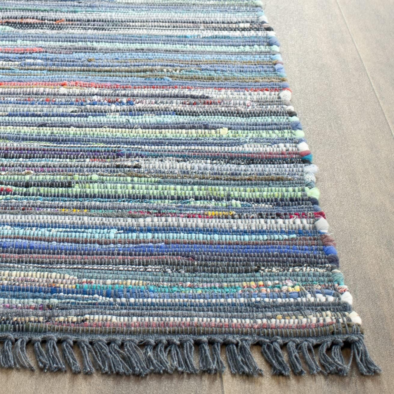image:imageSAFAVIEH Rag Rug Collection Area Rug 8 x 10 Ivory amp Multi Handmade Boho Stripe Cotton Ideal for High Traffic Areas in Living Room Bedroom RAR121GInkMulti