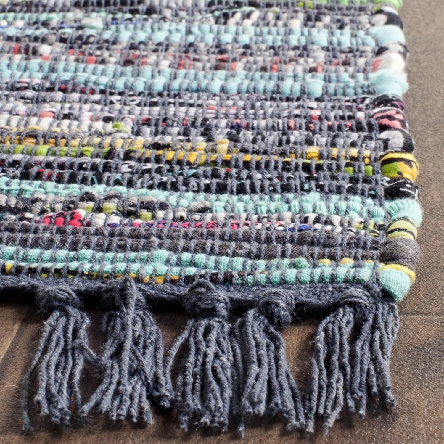 image:imageSAFAVIEH Rag Rug Collection Area Rug 8 x 10 Ivory amp Multi Handmade Boho Stripe Cotton Ideal for High Traffic Areas in Living Room Bedroom RAR121GInkMulti
