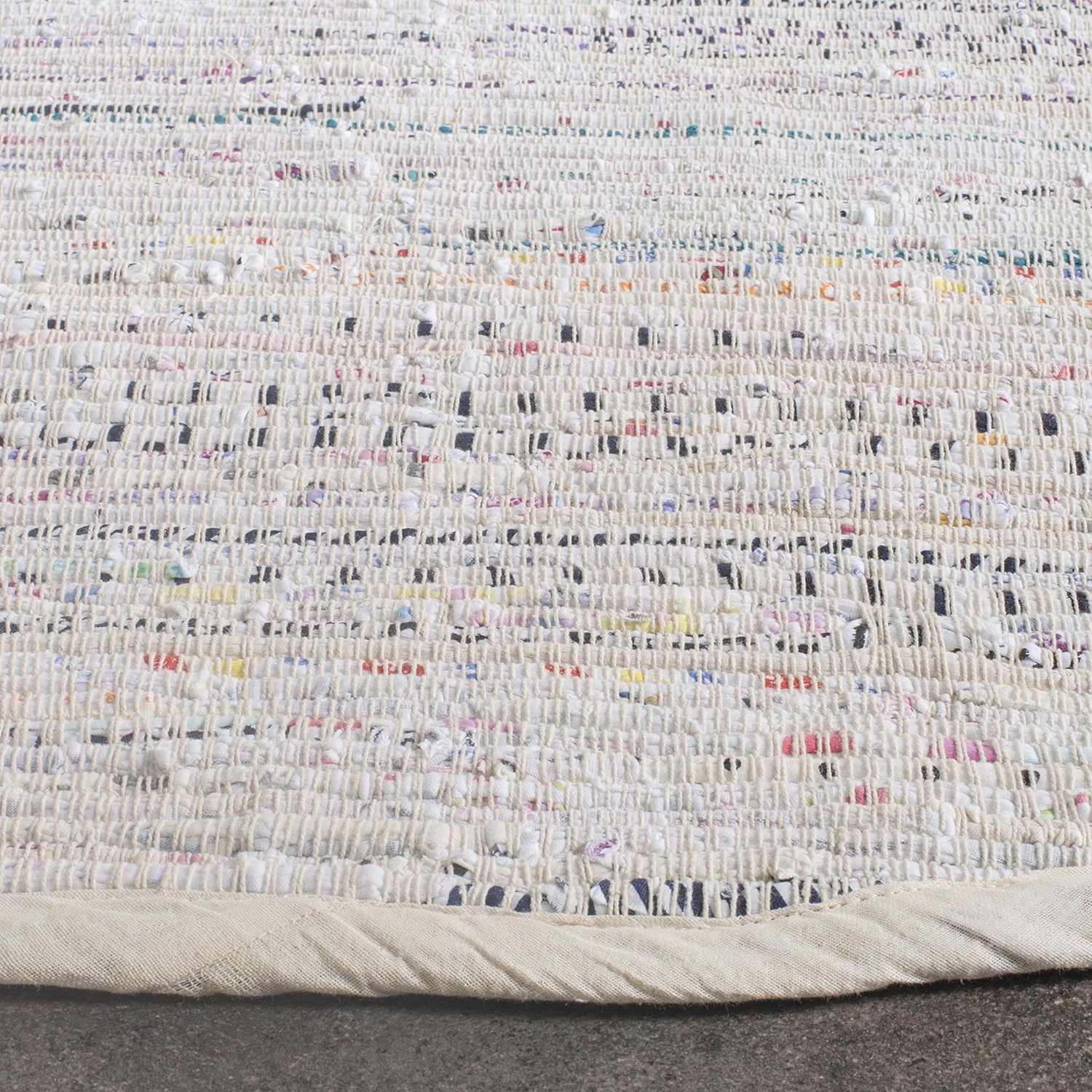 image:imageSAFAVIEH Rag Rug Collection Area Rug 8 x 10 Ivory amp Multi Handmade Boho Stripe Cotton Ideal for High Traffic Areas in Living Room Bedroom RAR121GIvoryMulti