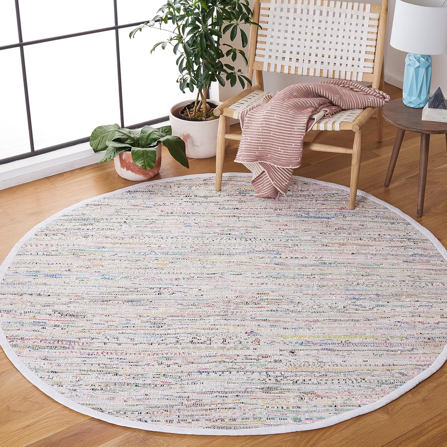 image:imageSAFAVIEH Rag Rug Collection Area Rug 8 x 10 Ivory amp Multi Handmade Boho Stripe Cotton Ideal for High Traffic Areas in Living Room Bedroom RAR121GIvoryMulti