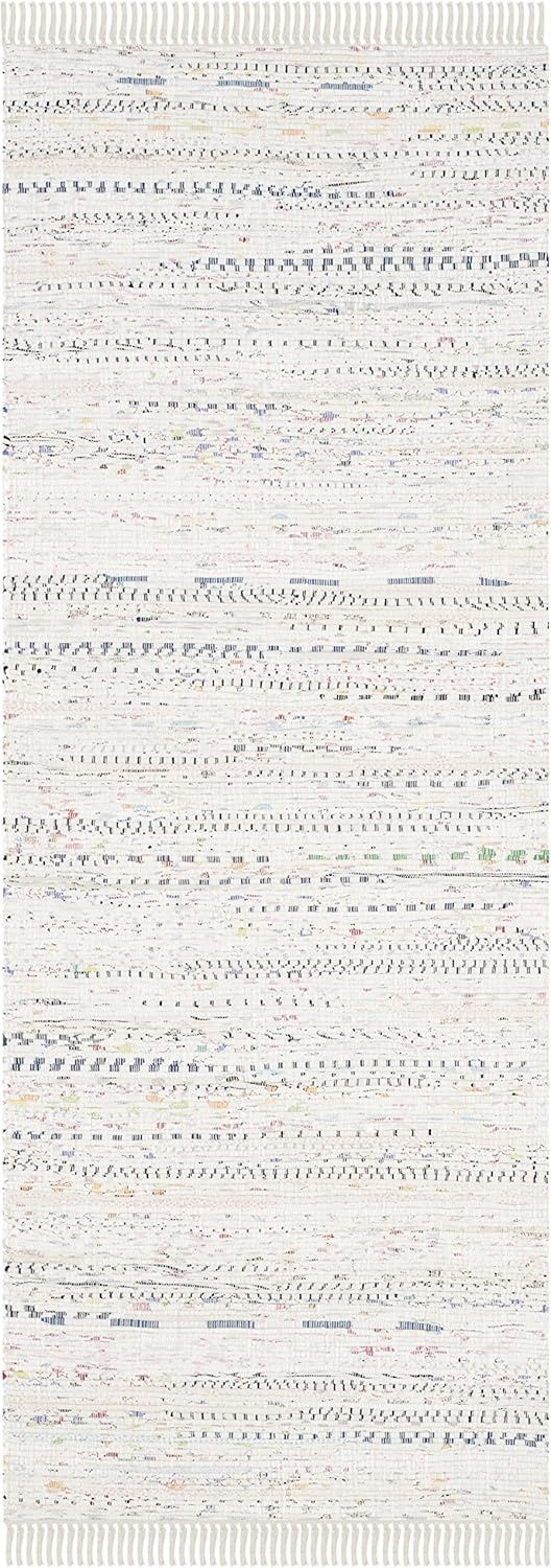 image:imageSAFAVIEH Rag Rug Collection Area Rug 8 x 10 Ivory amp Multi Handmade Boho Stripe Cotton Ideal for High Traffic Areas in Living Room Bedroom RAR121GIvoryMulti