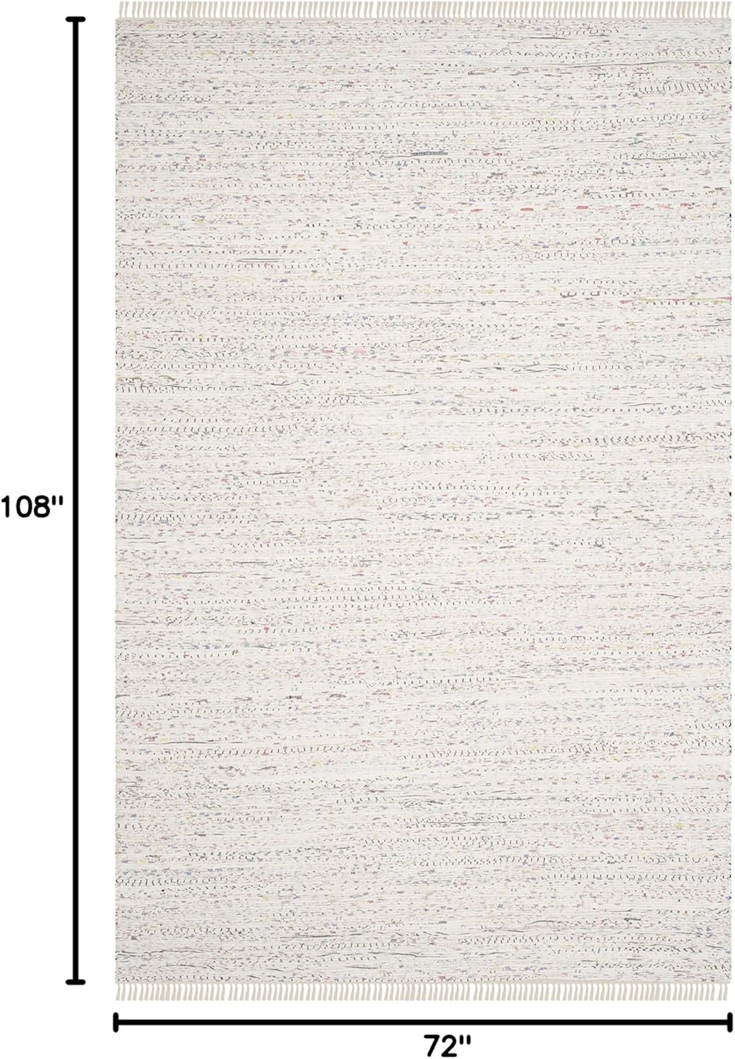 image:imageSAFAVIEH Rag Rug Collection Area Rug 8 x 10 Ivory amp Multi Handmade Boho Stripe Cotton Ideal for High Traffic Areas in Living Room Bedroom RAR121GIvoryMulti