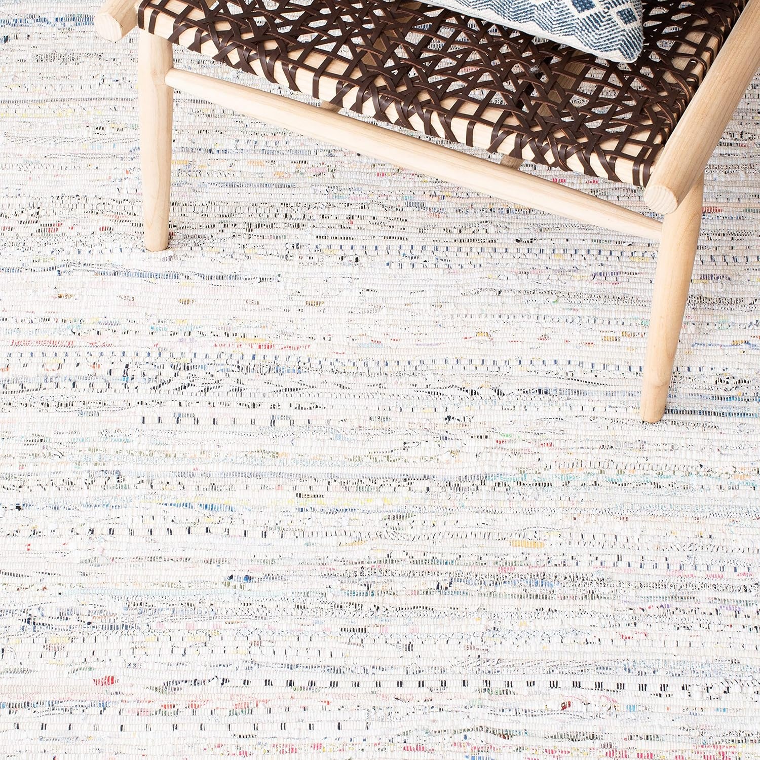 image:imageSAFAVIEH Rag Rug Collection Area Rug 8 x 10 Ivory amp Multi Handmade Boho Stripe Cotton Ideal for High Traffic Areas in Living Room Bedroom RAR121GIvoryMulti