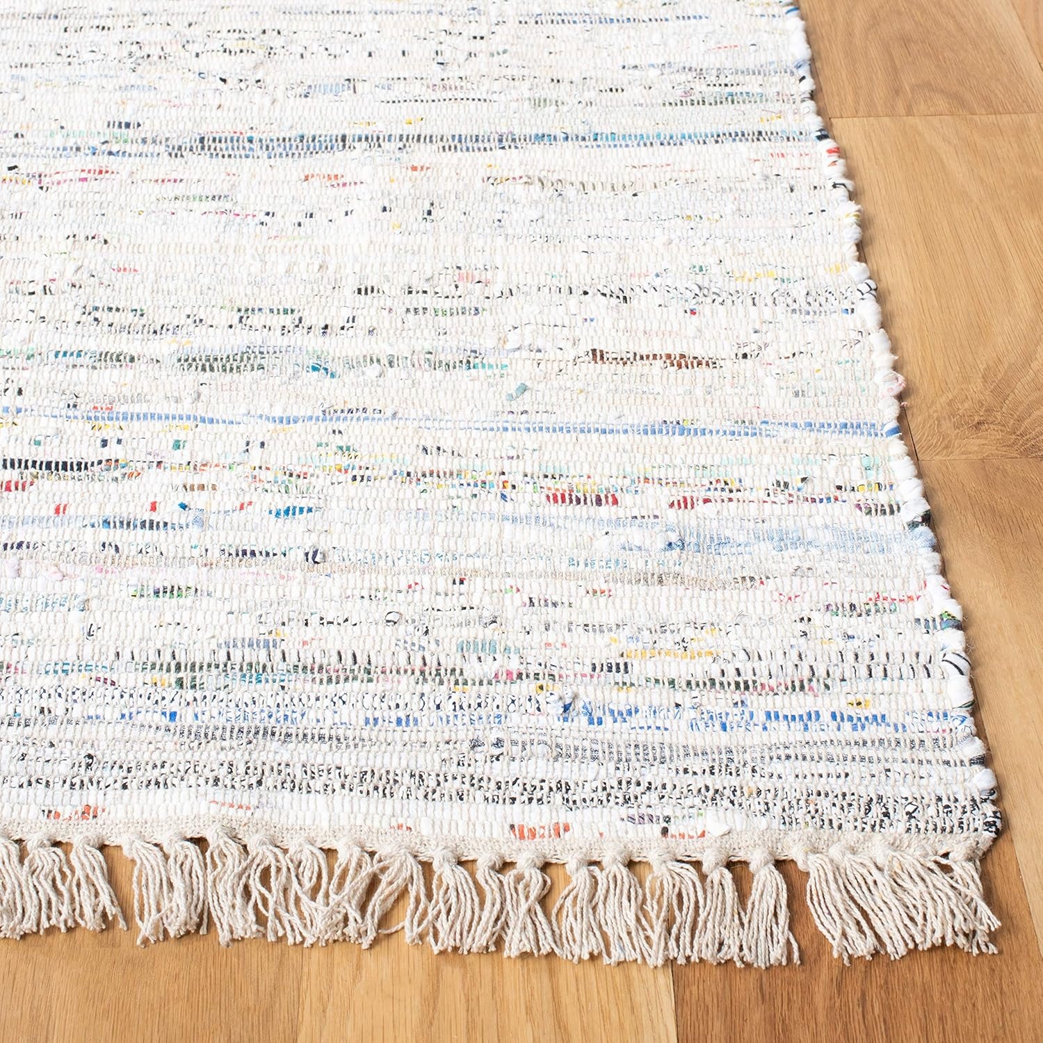 image:imageSAFAVIEH Rag Rug Collection Area Rug 8 x 10 Ivory amp Multi Handmade Boho Stripe Cotton Ideal for High Traffic Areas in Living Room Bedroom RAR121GIvoryMulti