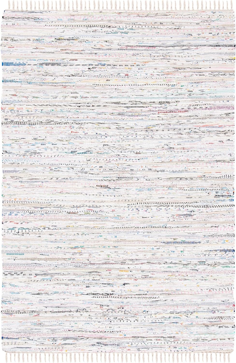 image:imageSAFAVIEH Rag Rug Collection Area Rug 8 x 10 Ivory amp Multi Handmade Boho Stripe Cotton Ideal for High Traffic Areas in Living Room Bedroom RAR121GIvoryMulti