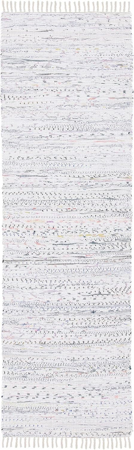 image:imageSAFAVIEH Rag Rug Collection Area Rug 8 x 10 Ivory amp Multi Handmade Boho Stripe Cotton Ideal for High Traffic Areas in Living Room Bedroom RAR121GIvoryMulti