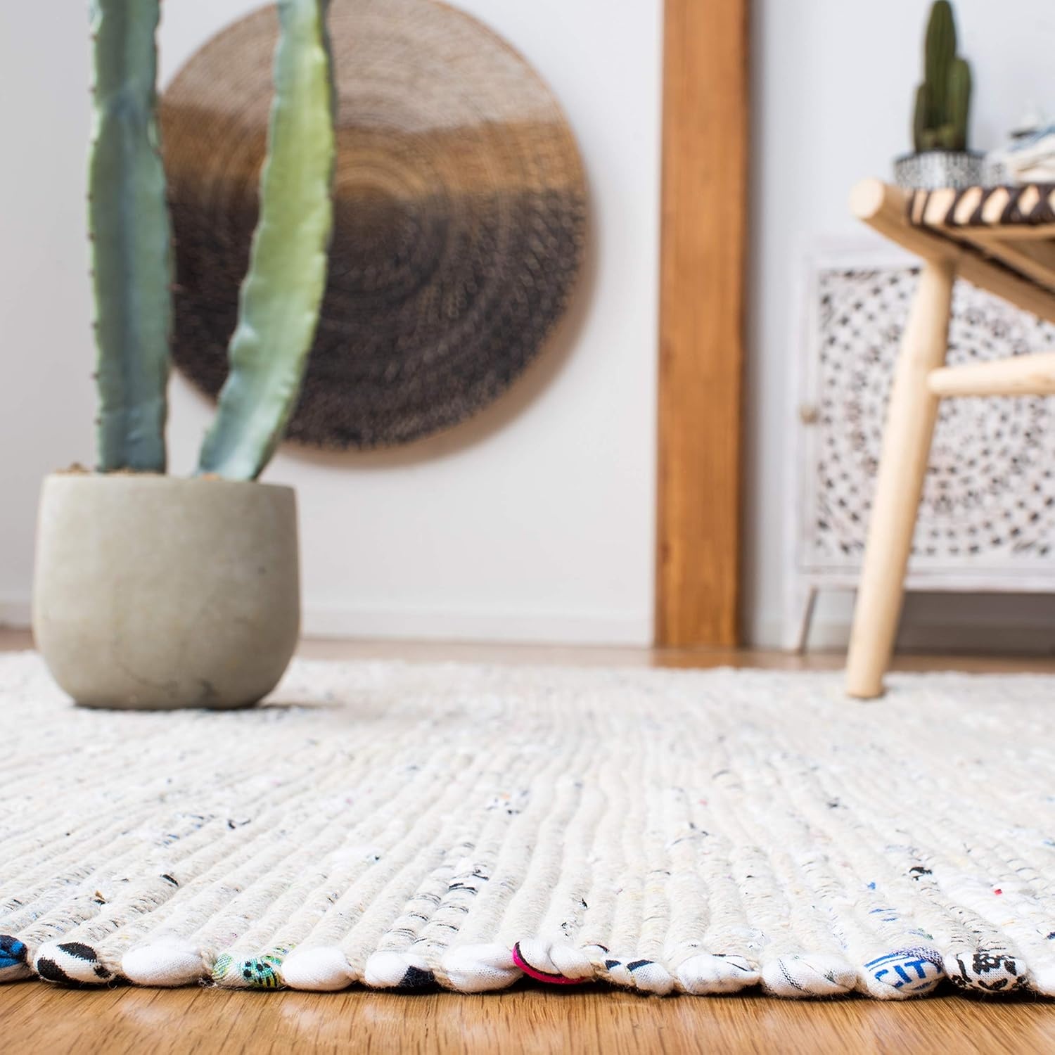 image:imageSAFAVIEH Rag Rug Collection Area Rug 8 x 10 Ivory amp Multi Handmade Boho Stripe Cotton Ideal for High Traffic Areas in Living Room Bedroom RAR121GIvoryMulti